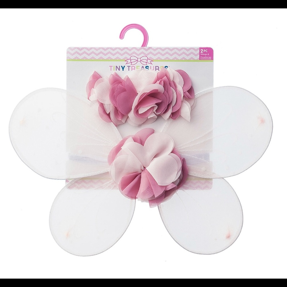 Baby Girl Butterfly Floral Wings & Head Wrap Set